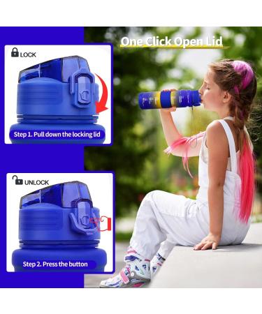 Coolfel 500ml BPA-Free Tritan Water Bottle for Kids - Motivational Time Marking - Dark Blue-Yellow - Perfect for School & Gym - Buy Online on GoSupps.com
