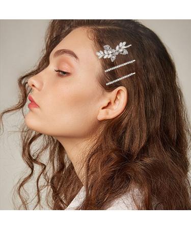 6-Piece Rhinestone Bridal Hair Clips Set - Crystal Leaf Wedding Hair Pins for Brides, Bridesmaids, Flower Girls - Silver Barrette Jewelry - Buy Online on GoSupps.com