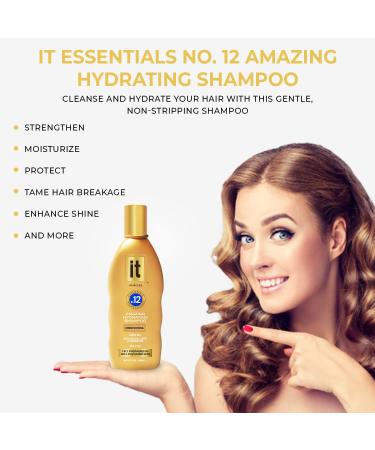 IT Essentials No. 12 Hydrating Shampoo - Professional Grade for All Hair Types | Abyssinian & Sunflower Oil | Repair Damaged Hair & Control Frizz - Buy Online on GoSupps.com