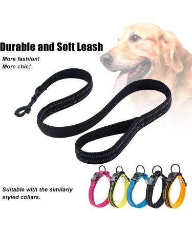 PETTOM Heavy Duty 2 Meter/6.5 Ft Black Dog Lead Leash | Soft Padded Reflective Nylon Webbing for Small to Large Dogs - Buy Online on GoSupps.com