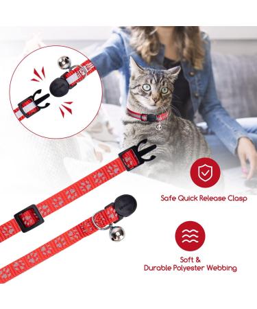 Nobleza Reflective Cat Collars with Bell Quick Release Safety Buckle Kitten Collar Adjustable 20-30cm Suitable for All Girl Boy Cats Kitten Pet (2 Pack Red) - Buy Online on GoSupps.com