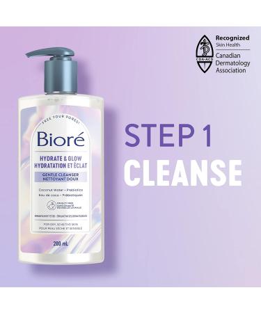 Bior Hydrate & Glow Gentle Cleanser Hydrating Face Wash for Dry Sensitive Skin infused with Prebiotics and Coconut Water | Dermatologist Tested Cruelty Free Fragrance Free and SLS/SLES Sulfate Free (200mL) - Buy Online on GoSupps.com