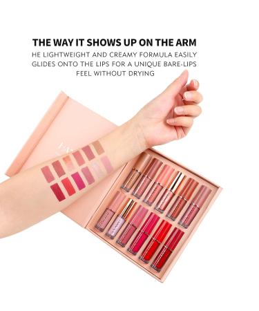 Rechoo 12 Colors Matte Ink Lipstick Set | Waterproof Long-Lasting Lip Tint | Non-Stick Cup Liquid Lip Gloss - Nude & Rose Pink Tones for Makeup - Buy Online on GoSupps.com