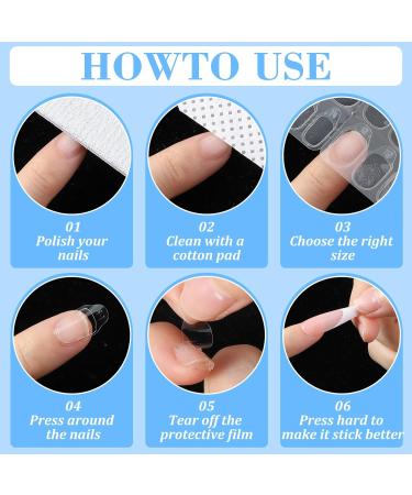 Larrel Pack of 15 sheets / 450 adhesive nail stickers - 15 sizes - Transparent - Double-sided gel - For decoration - Buy Online on GoSupps.com