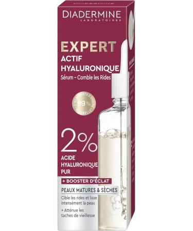 Diadermine Expert Wrinkle Serum Hyaluronic Active Radiance Booster Plumps and Smoothes Reduces Dark Spots Facial Care Mature and Dry Skin 30 ML Bottle - Buy Online on GoSupps.com