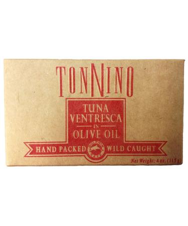 Tonnino Tuna Fillets Low Calorie and Gluten Free Yellowfin Canend Premium Tuna in Olive Oil 4 Oz Ventresca 4 Ounce (Pack of 6)