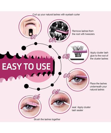 Pro Individual Eyelashes - 72 PCs Cluster Lashes with Rotating Mirror | DIY Eyelash Extensions | Into You-01 D-10-16 Mix - Buy Online on GoSupps.com