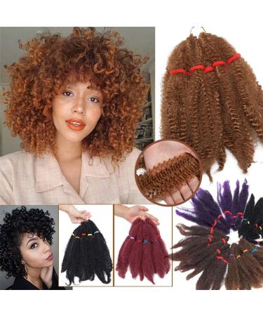 SEGO 3 Packs Afro Cochet Braids Kinky Curly Hair Bulk Extensions Marlybob Crochet Braids Kinky Curly Hair Light Brown