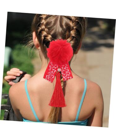 minkissy 5 Pairs Antique Red Hairpin Tassel Hair Accessories Pom Pom Tassels Hair Clips Barrettes Red Furry Balls Bow Hair Clips Girls Tassel Hair Clip Cloth Princess Flower Hair Girl Child - Buy Online on GoSupps.com