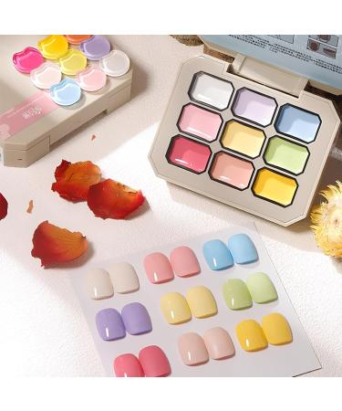 Creamy Colorful Nail Polish Set Solid Cream Gel Polish Set Nine-Square Grid Solid Gel Glue Nail Polish Glue Set Long Wear Nail Polish Kit for Women Girls - Buy Online on GoSupps.com