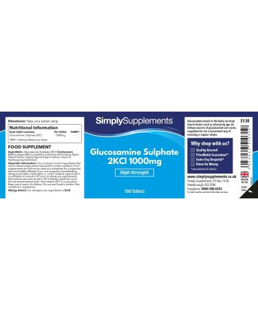 Glucosamine Sulphate 2KCl 1000mg | 360 Tablets Up to 1 Year Supply | Manufactured in The UK 180 count (Pack of 2) - Buy Online on GoSupps.com
