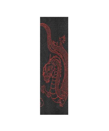 Black Red Dragon Skateboard Grip Tape Sheets Creative Longboard Waterproof Griptapes for Youth Boys Girls Kids Men No Bubble Free Easy to Apply.(9
