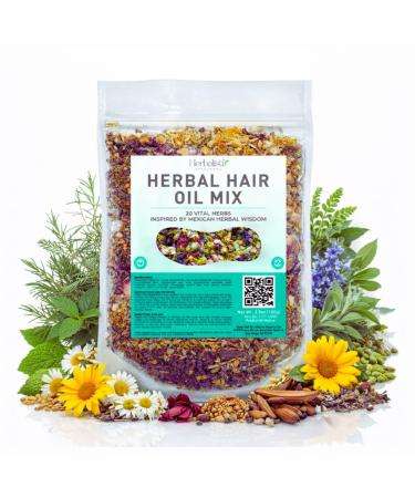 HERBALISTA Premium Herbal Hair Oil Mix 3.5oz (100g) | 20 Mexican-Inspired Ayurvedic Herbs | Longer-Looking Hair Stronger-Feeling Roots Fuller Volume & Natural Shine | DIY Oil Infusion | Hair Care