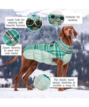 Kuoser Warm Reflective Dog Jacket - Windproof Winter Coat for Small & Large Dogs in Dark Green - Buy Online on GoSupps.com