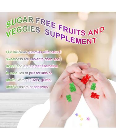 2Pack Magnesium Glycinate Gummies 500mg + 2Pack Sugar-Free Fruits and Veggies Gummies Supplement - Buy Online on GoSupps.com