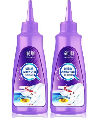 Active Enzyme Laundry Stain Remover - 120ml Active White Shirt Guardian Garment Stubborn Stain Cleaner Oil Remover Clothes Stain Remover Cleaner Emergency Stain Rescue Stain Remover (2pcs blue)