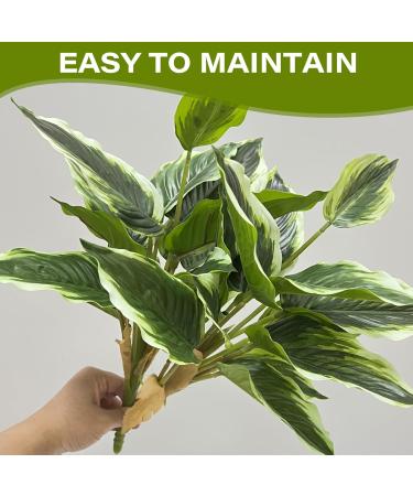 2 Bouquets Artificial Hostas 17.71in Tall Realistic Fake Dieffenbachia with 14 Leaves Low-Maintenance Indoor Aesthetic Artificial Greenery for Wedding Garden Home Office Decor Fake Plants - Buy Online on GoSupps.com