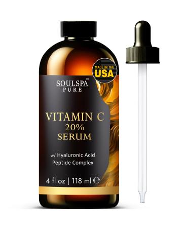 Vitamin C Serum for Face - Enhanced with Hyaluronic Acid & Peptides - Best Vitamin C Face Serum for Hydration - Anti-Aging Facial Serum 4 fl oz