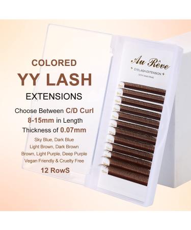 Y Lashes Extensions | Colored YY Premade Fans | Brown Eyelash Extensions D Curl 0.07mm 8-15mm Mixed Tray | Easy Fan Volume Lashes Supplies - Buy Online on GoSupps.com