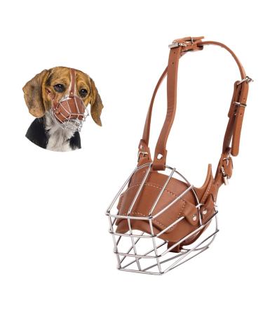 PETCUTE Dog Muzzle Metal Muzzle Dog Muzzle Anti Biting Barking Eating Bite Basket Safety Durable Dog Muzzle M Brown