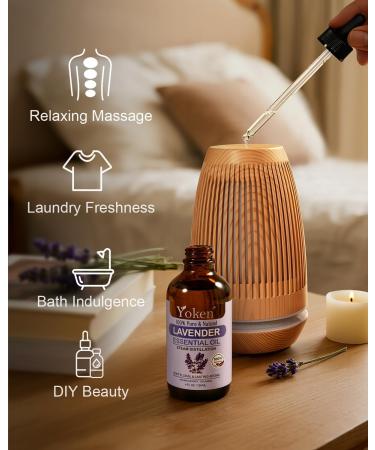 Yoken Lavender Essential Oil 4 Fl Oz 100% Pure and Natural Premium Grade Lavender Oils with Glass Dropper for Diffusers Aromatherapy Candle & Soap Making Massage - Buy Online on GoSupps.com