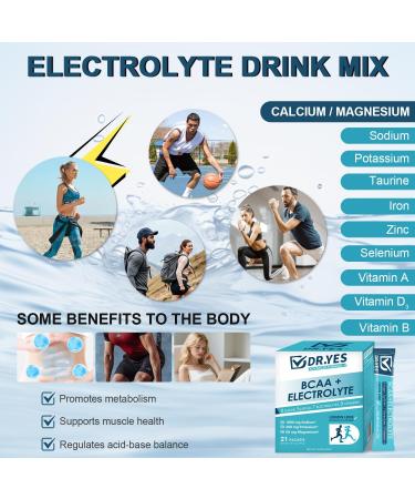 DR.YES Electrolytes Powder with Potassium Sodium Zinc & Vitamins Rapid Hydration & Energy Booster Sugar-Free & Zero Calorie Keto Friendly Vegan (21 Stick Packs) - Buy Online on GoSupps.com