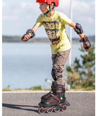 Illuminating Adjustable Inline Skates for Kids & Adults | All-Wheel Glow Roller Skates - Red - Buy Online on GoSupps.com