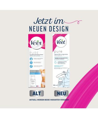 Veet Pure Hair Removal Cream for Sensitive Skin - 100ml Tube with Arched Applicator & Spatula - Ideal for Bikini & Armpits - Fast International Shipping - Buy Online on GoSupps.com