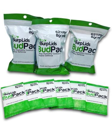 Burp Lids Bud Pack | 62% RH 2-Way Humidity Control | Size 8g | 1 Ounce Flower Protection | 12-Count Resealable Bag - Buy Online on GoSupps.com