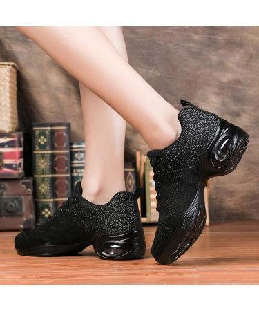 Buy Jazz Shoes for Women - Lace Up Dance Sneakers with Split Sole & Air Cushion - Modern Platform Shoes - Size 37 EU - Black - Buy Online on GoSupps.com