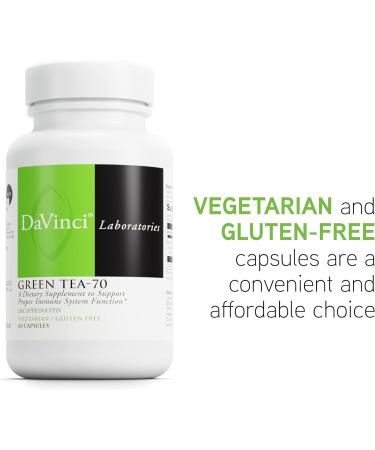 DaVinci Labs Green Tea-70 - Dietary Supplement to Support the Immune System Cardiovascular Health and Cholesterol Health - With Green Tea Extract - Decaffeinated - Gluten-Free -60 Vegetarian Capsules - Buy Online on GoSupps.com