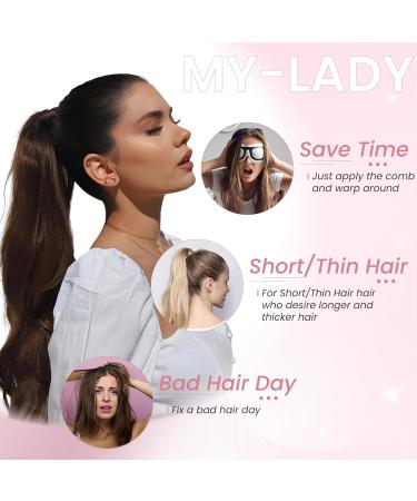 26" Long Straight Wrap around Ponytail Extensions Synthetic Clip in Ponytail Hair Extensions Hairpiece - Dark Brown 26 inch Dark Brown - Buy Online on GoSupps.com