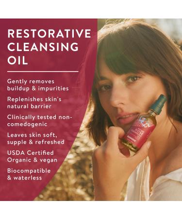 Badger Damascus Rose Organic Face Cleansing Oil - 2 oz | Natural Facial Cleanser - Buy Online on GoSupps.com