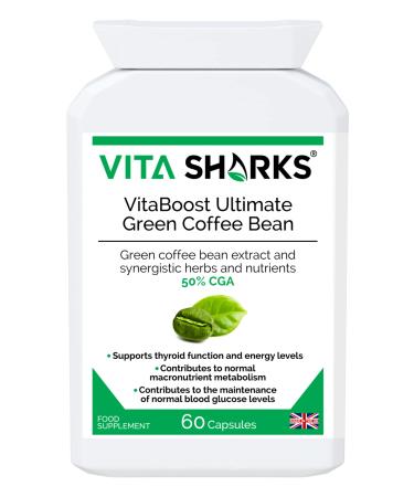 VitaBoost Ultimate Green Coffee Bean. 60 Kosher Capsules for Healthy Natural Weight Loss Vegan Thyroid Support & Metabolism Boost for Fat Burning & Slimming
