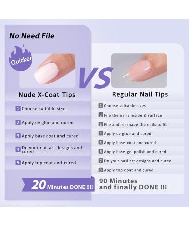 XS Short Square Gel Nail Tips - Pre Colored Milky White Soft Gel Nail Tips | Natural Press-On Nails | XCOATTIPS Pre Applied Primer - Buy Online on GoSupps.com