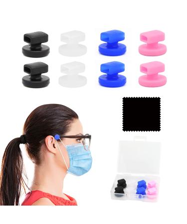 ANYGIFT 4 Pairs Adjustable Eyeglass Hooks for Mask Holders to Protect Ears, Silicon Ear Saver for Masks Glasses, Mask Strap Extender for Sunglasses(4 Colors) 1 Pair (Pack of 4) 4.0