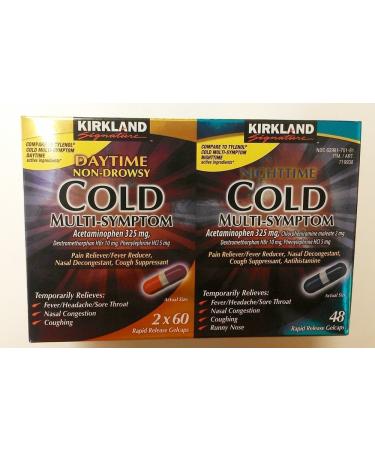 Kirkland Signature Multi-Symptom Cold Day2 X 60ct & Night 48ct Rapid Release Gelcap 0.53 Pound