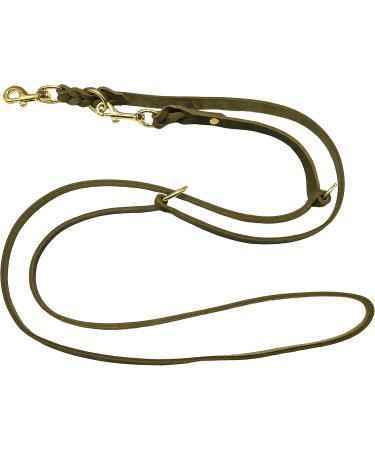 Shop Premium Adjustable Dog Liner - Fat Leather & Brass for Small & Large Dogs | 3.50m x 15mm Olive Green | Durable & Stylish - Buy Online on GoSupps.com