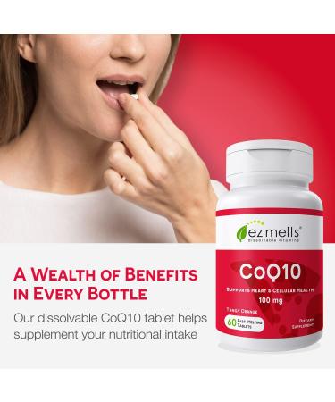 EZ Melts Dissolvable CoQ10 Supplement 100 mg - Sugar-Free 2-Month Supply - Boost Energy & Heart Health - Buy Online on GoSupps.com