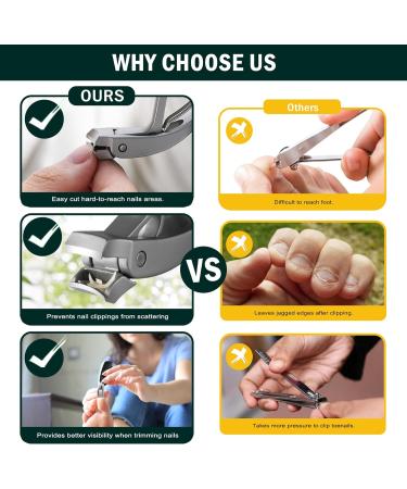 Buy FVION Angled Head Toenail Clippers - Best Professional Ingrown Nail Cutters for Seniors | Thick Nail Scissors with Catcher - Black Matte Finish - Buy Online on GoSupps.com