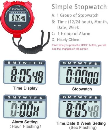 Large Screen Digital Stopwatch - Handheld Count Up Timer with Calendar Clock Function - Buy Online on GoSupps.com