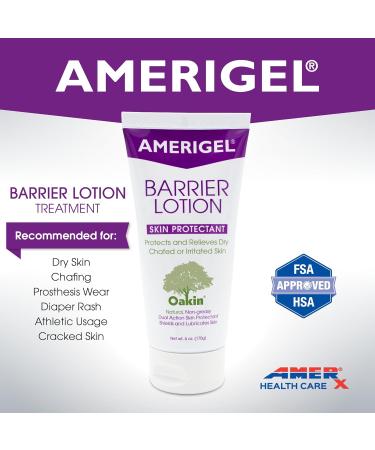 AMERIGEL Barrier Lotion (6 oz.) - Skin Protectant to Protect Chafed Cracked and Chapped Skin 6 Ounce (Pack of 1) - Buy Online on GoSupps.com