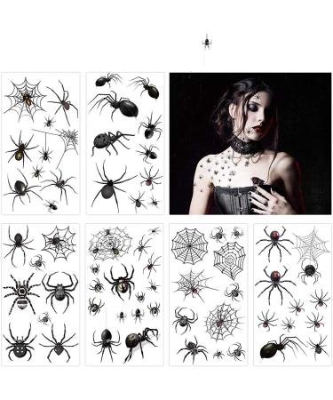 Peanuty 10 Sheet Scary Spider Temporary Tattoo Stickers 3D Halloween Spider Web Waterproof Spider Tattoo Stickers DIY Stickers for Adults Kids Body Decor for Art Party Cosplay atmosphere Supplies