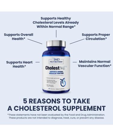 1MD Nutrition CholestMD with Olive Leaf Extract Bergavit Niacin Garlic | 60 Capsules 60 Count (Pack of 1) - Buy Online on GoSupps.com