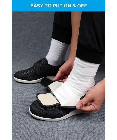CBMTCR Men's Wide Width Walking Shoes - Adjustable Closure, Lightweight for Diabetic & Swollen Feet - Size 13 Wide Black - Buy Online on GoSupps.com