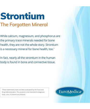 EuroMedica Strontium Capsules - Key Mineral for Bone Health - Supports Formation, Strength & Density - Non-GMO Vegan Kosher - 60ct - Buy Online on GoSupps.com
