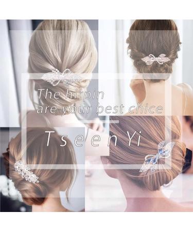 TseenYi Bow Crystal Hair Clip Rhinestone Wedding Hair Clip Hair Clip Bling Bridal Crystal Hair Clip Decorative Gold Flower Crystal Hair Accessories for Women and Girls (Blue Crystal) Blue Gold - Buy Online on GoSupps.com