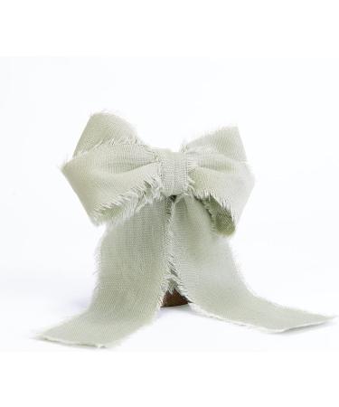 Sage Green Linen Ribbon 1.5 x 5Yd Spool - Rustic Frayed Cotton Ribbon for Gift Wrapping, Wedding Invitations & Bouquets - Buy Online on GoSupps.com