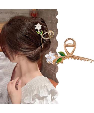 Large Metal Tulip & Lily Hair Clips - 2PCS | Women's Nonslip Flower Claw for Thick, Curly, and Long Hair - Buy Online on GoSupps.com