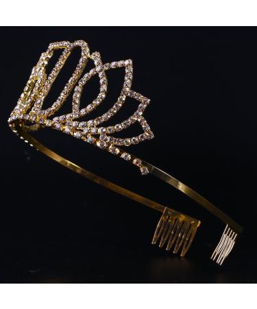 Frcolor 50th Birthday Tiara - Crown Diadem with Crystal Rhinestones & Hair Comb - Elegant Gift for Women (Gold) - Buy Online on GoSupps.com